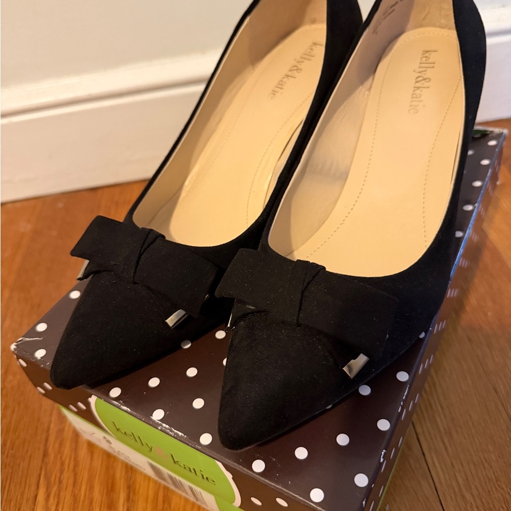 Kelly & Katie Black Bow Heels